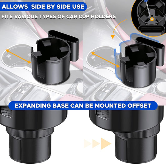 EcoNour Car Cup Holder Expander | Fits 32/40 oz Hydro Flasks, Yeti, Nalgene & Large Bottles up to 3.8" | Universal Cup Adapter for Cars with 3.2" Holders – Black