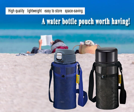 Water Bottle Holder with Strap, Premium Water Bottle Carrier with Strap Easy Clean, Light Water Bottle Carrier Bag, Water Bottle Holder with Pocket for Hiking, Walking, Travel