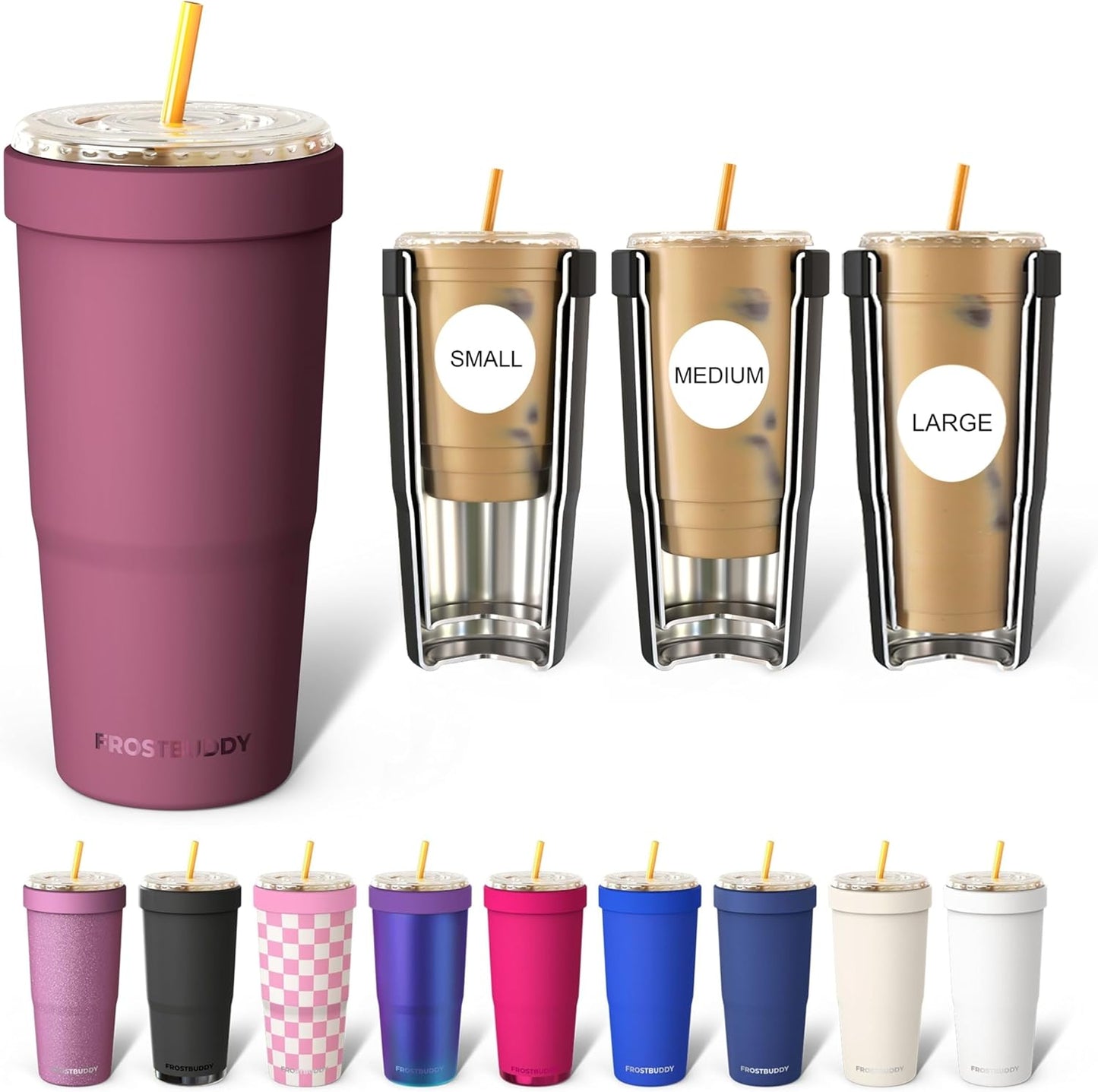 Frost Buddy Togo Buddy | 30 oz Stainless Steel Vacuum Insulated Tumbler | To Go Coffee Cup – Iced Coffee Cups, Iced Coffee Sleeve, Travel Mug, Thermal Cup for Hot & Cold Drinks, Dunkin Cup (Pencil) - Colors B