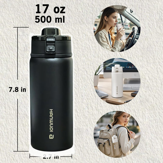 17 oz Travel Coffee Mug — One-click open and drink with one hand, with a leak-proof lid, Fits in Car Cup Holder, Stainless steel insulated tumbler, 8-12 hours of heat preservation and cooling effect