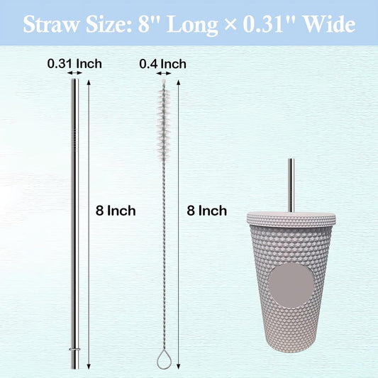 10.5 Inch Stainless Steel Straws Replacement for Starbucks Cold Cup Venti 24 oz, 6 PCS Straight Reusable Metal Straw with Cleaning Brush, 10.5" X 0.31" Compatible with Starbucks Tumblers