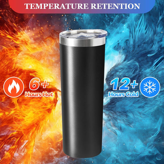20 oz Skinny Tumblers with Lid and Straw,Stainless Steel Vacuum Insulated Tumbler Cup Double Wall Travel Coffee Mug, Thermal Water Tumbler for Hot and Cold Drinks(Rose Gold,1)
