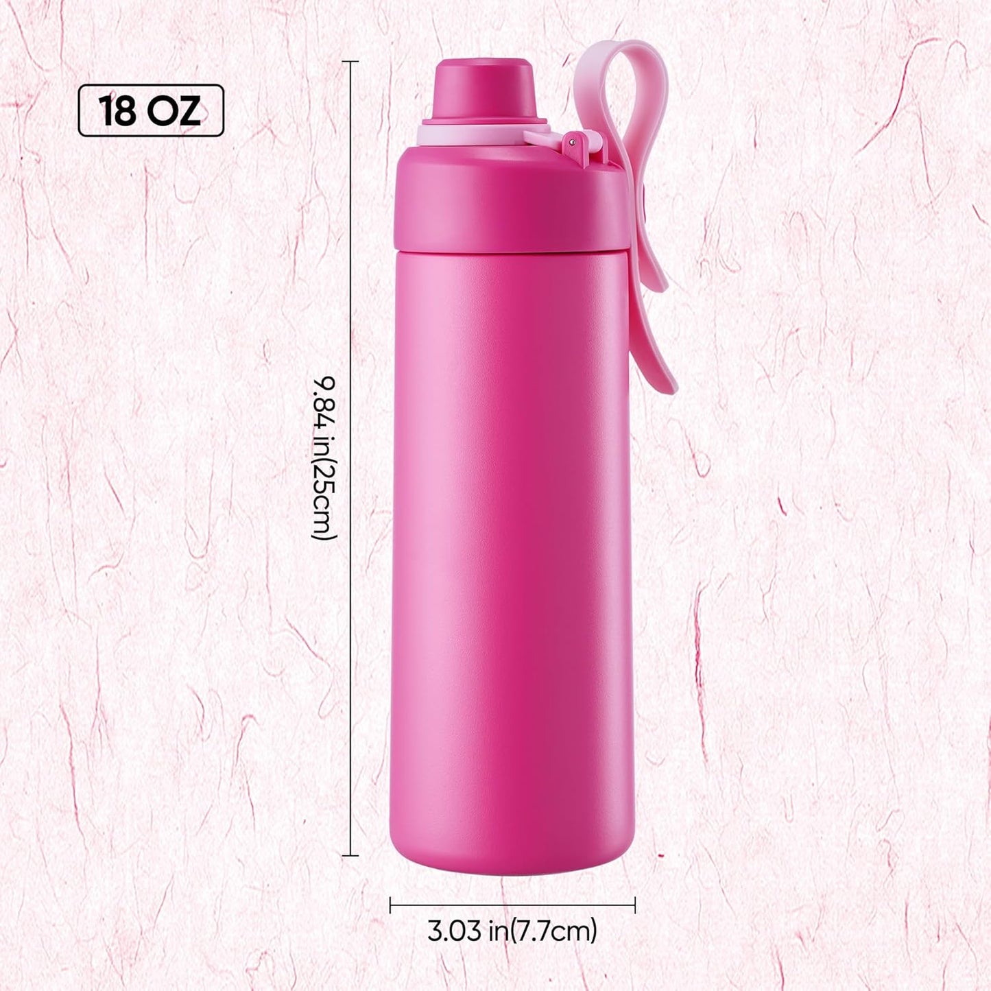 Fijinhom 18 oz Insulated Water Bottle with Handle, 304 Stainless Steel Double Wall Vacuum, Keep 24H Cold, Leak Proof, BPA-Free,with Lid & Non-Slip Bottom for Outdoor, Sports, Work, Travel (Black)