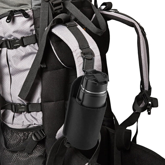 Xxerciz Water Bottle Holder for Backpack Shoulder Strap, Nylon Water Bottle Strap with Drawstring Carabiner, Portable Backpack Attachment Water Bottle Pouch for Hiking Walking Camping