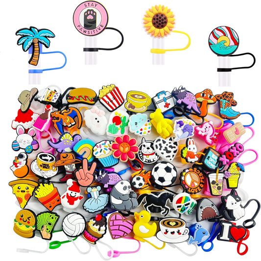 20Pcs Random Different Straw Cover Toppers for Stanley 40oz Cute Tumbler Straw Cap for 0.4inch Straws Stanley Cup Accessories