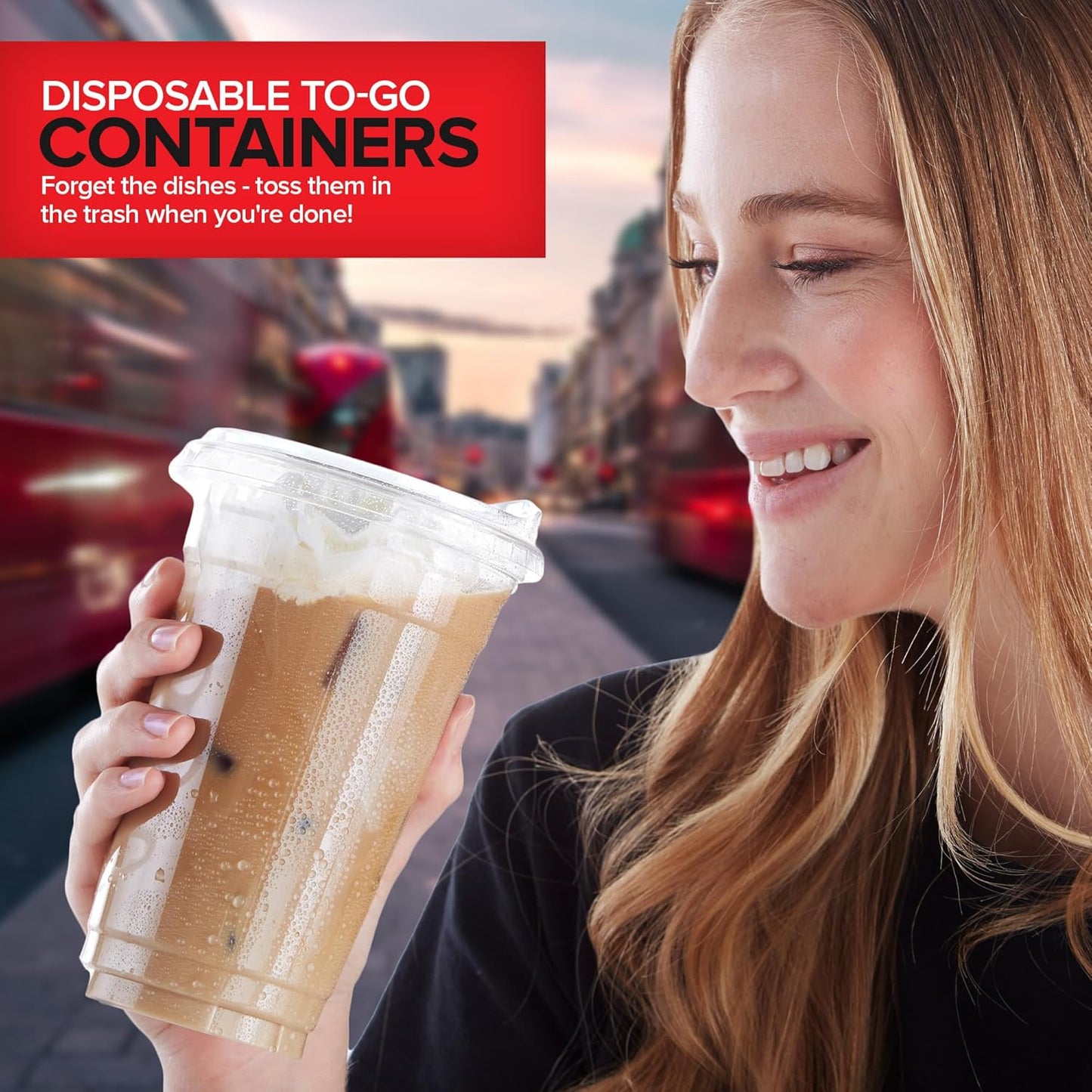 16 oz Clear Plastic Cups with Lids Disposable, Togo Drinking Cup with Strawless Sip Lid for Smoothie, Cold Brew Iced Coffee, Lemonade, Ice Latte, Boba, Party Drinks, Bulk, 16 Ounce (Set of 50)