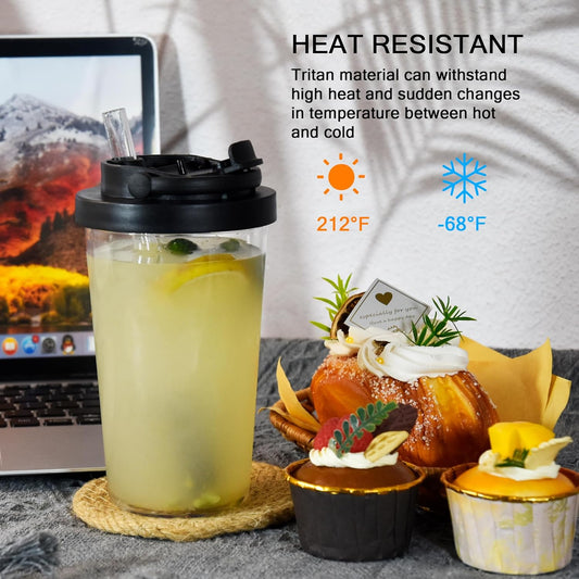 sweet grain Reusable Boba Cup - 24oz Tritan Boba tumbler with Lid and Straw, BPA Free Leakproof Bubble/Boba Tea Cup with Carry Handle for Ice Coffee Smoothies - Black