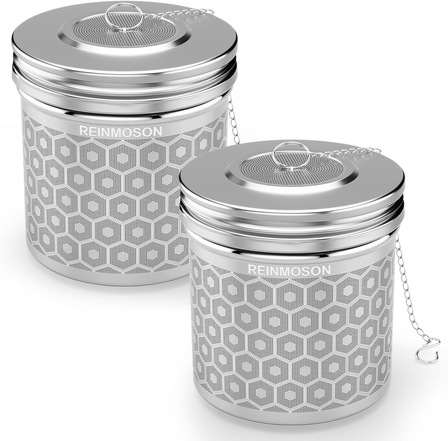 Reinmoson Tea Strainers for Loose Tea, Extra Fine Mesh Tea Infuser, 304 Stainless Steel & Updated Slim Threaded Lid, Loose Leaf Tea Steeper for Black Tea, Rooibos, etc