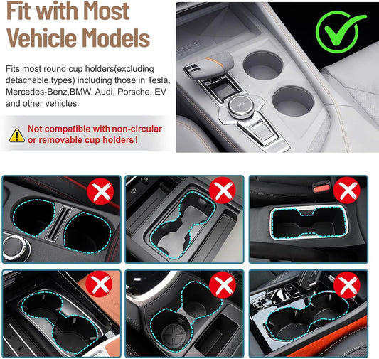 Car Tray Table & Car Desk for Laptop with 2 Risers and Anti-Slip Pad, 360° Rotating Cup Holder for Working and Eating Compatible with Tesla Model 3/Y/S, Ford F150/Explorer/Maverick & Most Vehicles/EV