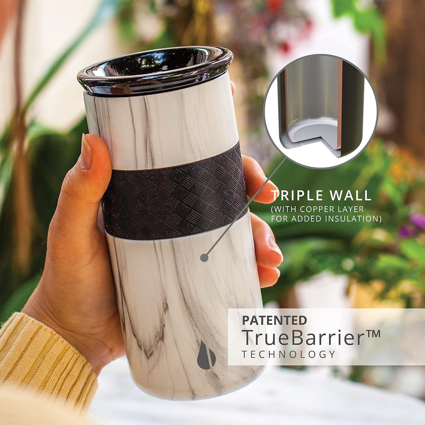 Elemental Artisan Insulated Tumbler, Triple Wall Coffee Travel Mug, Reusable Stainless Steel Coffee Tumbler with Ceramic Lid, Thermal Coffee Cups for Hot (6 Hrs) & Cold (18 Hrs), 16oz - Forest Green