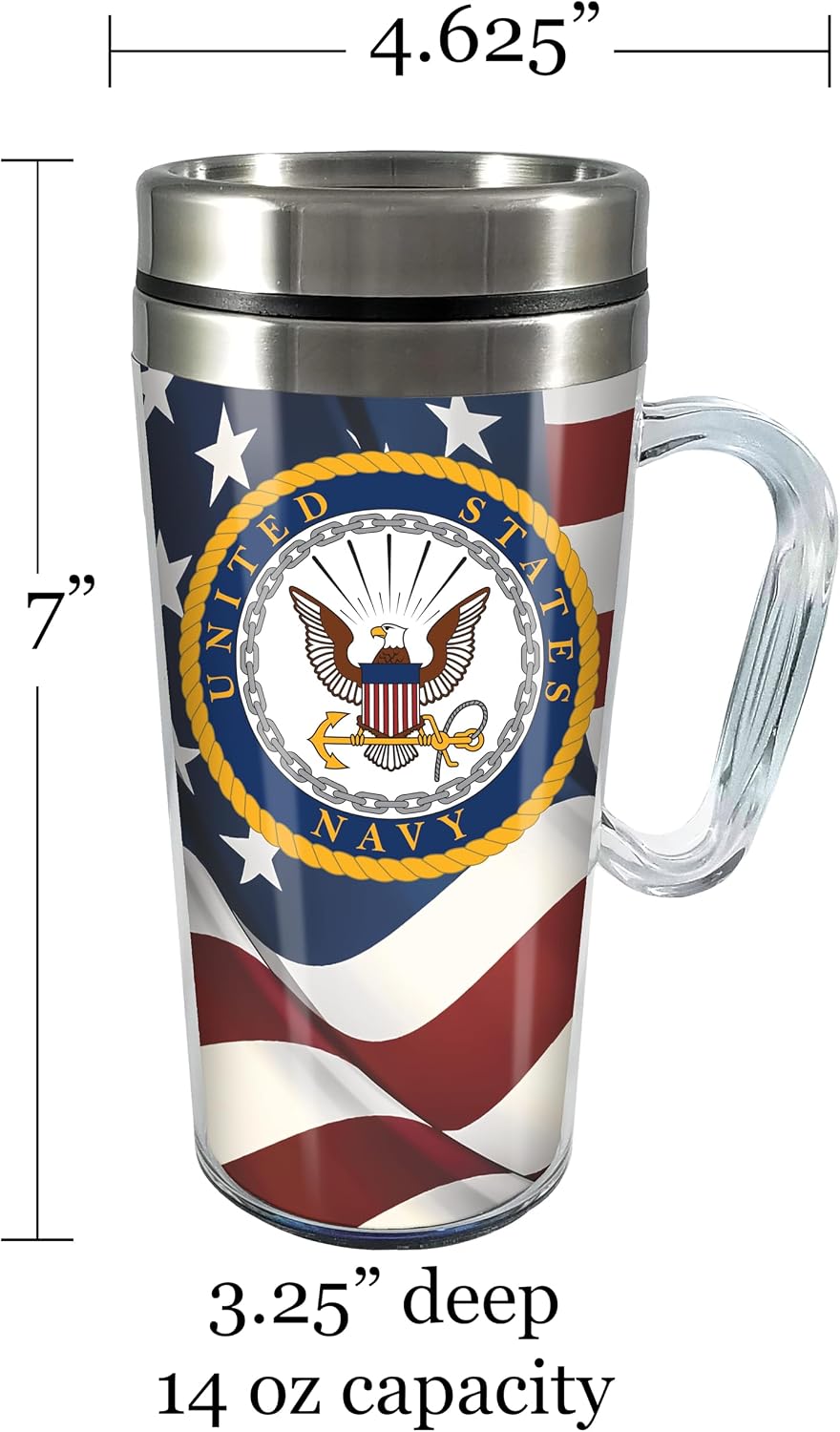 Insulated Travel Mug, 14oz - Double Wall Stainless & Acrylic Drink Cup with Twist Top Lid & Handle - Horse