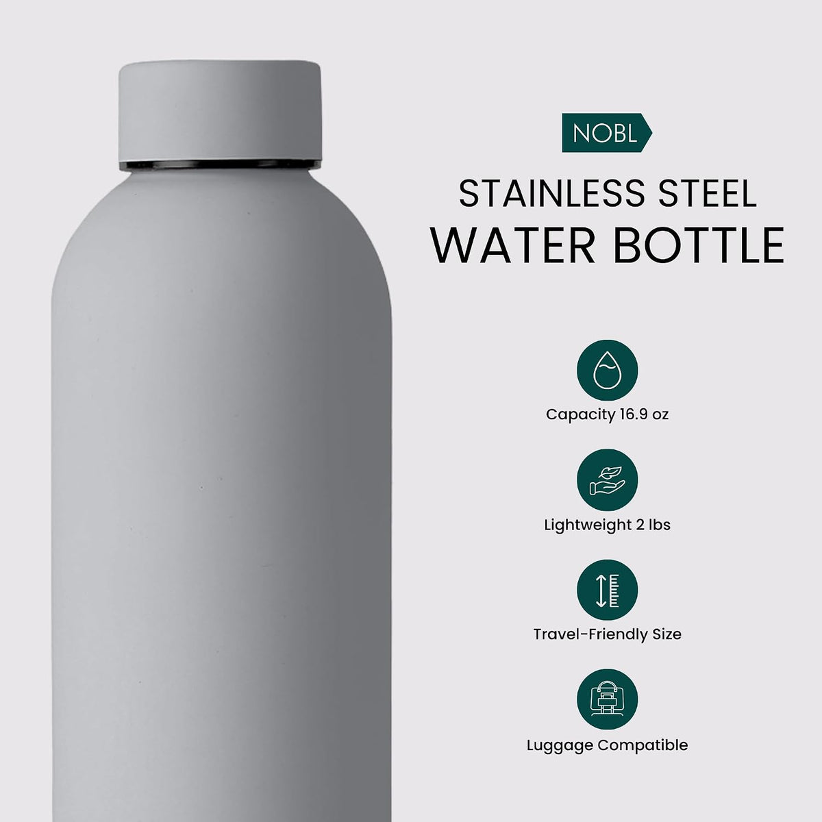 Stainless Steel Water Bottle 17 Oz, Vacuum Insulated, Leak Proof, Sand