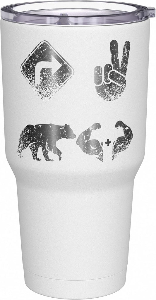 Right 2 Bear Arms - Coffee Tumbler - American Flag Coffee Travel Mug - Engraved Tumbler - Double Insulated Tumbler - 30 oz
