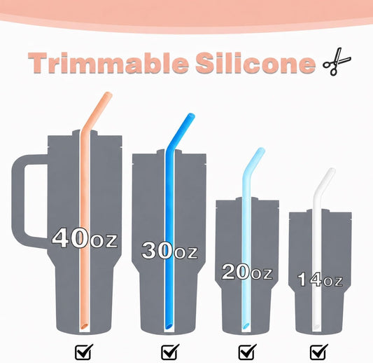 8 Pack Silicone Straws for Stanley 30 oz & 40 oz Tumblers, 12.4 in