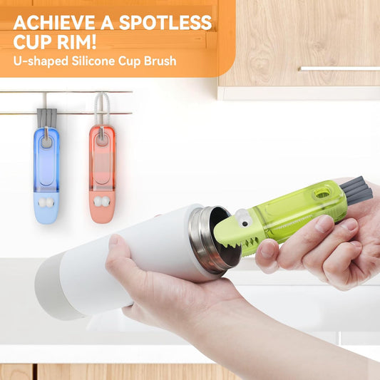 3 in 1 Cup Lid Gap Cleaning Brush Set, Multifunctional Bottle Cleaning Brush, Silicone Cup Lid Gap Cleaner, Home Kitchen Crevice Cleaning Tools (Multicolored)