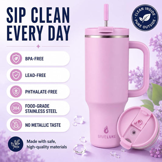40 oz Tumbler with Handle & Straw 100% Leakproof & Insulated