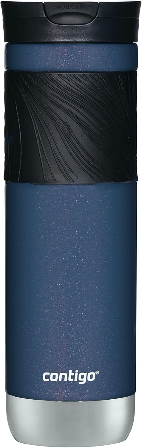 Byron 2.0 Stainless Steel Travel Mug with Snapseal Lid and Grip, 24oz, Midnight Berry, BPA Free and Leak Proof