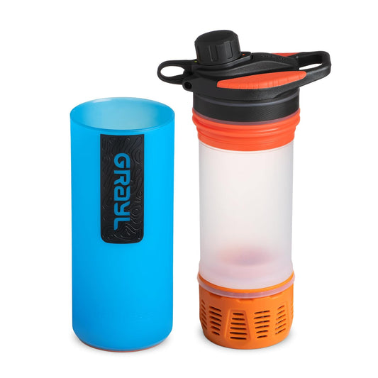 GeoPress 24 oz Water Purifier & Water Filter Bottle, Bali Blue