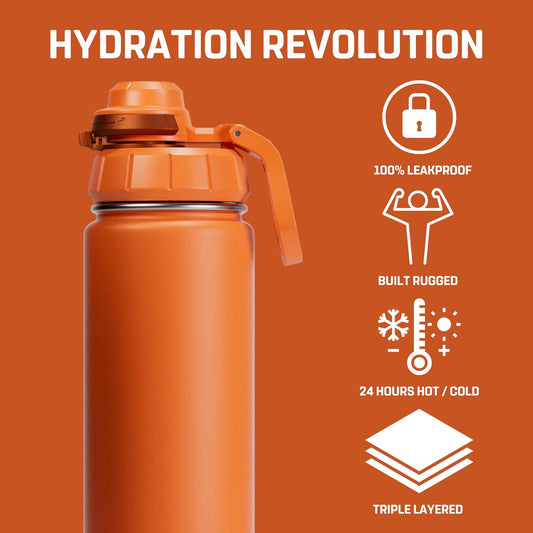 Vessence 24 Oz Stainless Steel Tea Infuser Bottle for Loose Leaf Tea, Water, Herbs, Fruits - Triple Layered Insulated, Leak Proof Bottle with Lid and Clip Handle - 24 Hours Hot/Cold