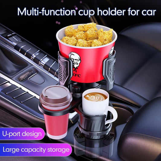 4 in 1 Upgrade Cup Holder Expander, Multifunctional Cup Holder for Car with Lock, 360° Rotating Cupholder Expander with Ashtrays & Adjustable Base, Expandable Cup Holder for Large Bottles Drinks Mugs