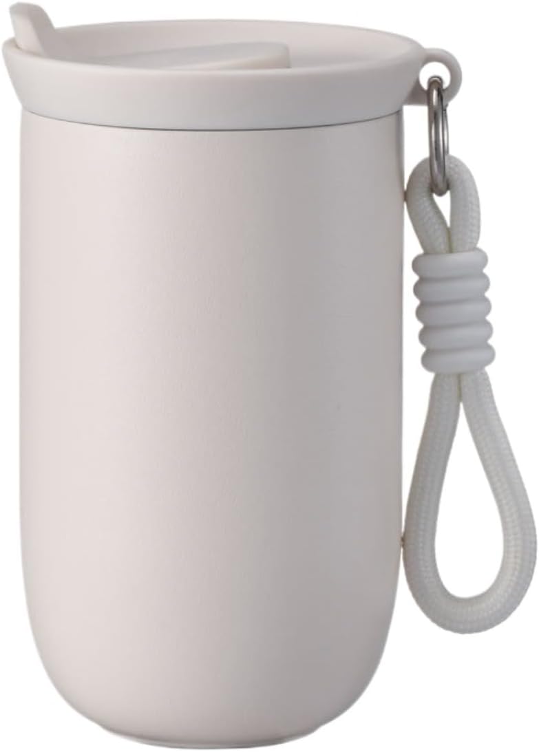 Coffee Tumbler Insulated Mug with Carrying Rope, Spill-Resistant Travel Coffee Mug for Office Car Use - 8oz (Grey,Small)