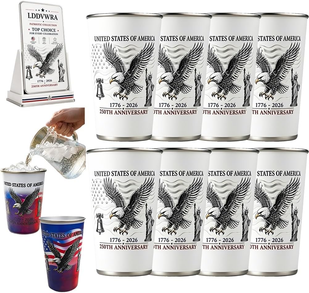 Magic Color-Changing Anniversary Tumbler 250th Patriotic Cups America Cold Change USA Stainless Steel Eagle Cup 1776 2026 Party Activated Mug Reusable Red White Blue Celebration Gift