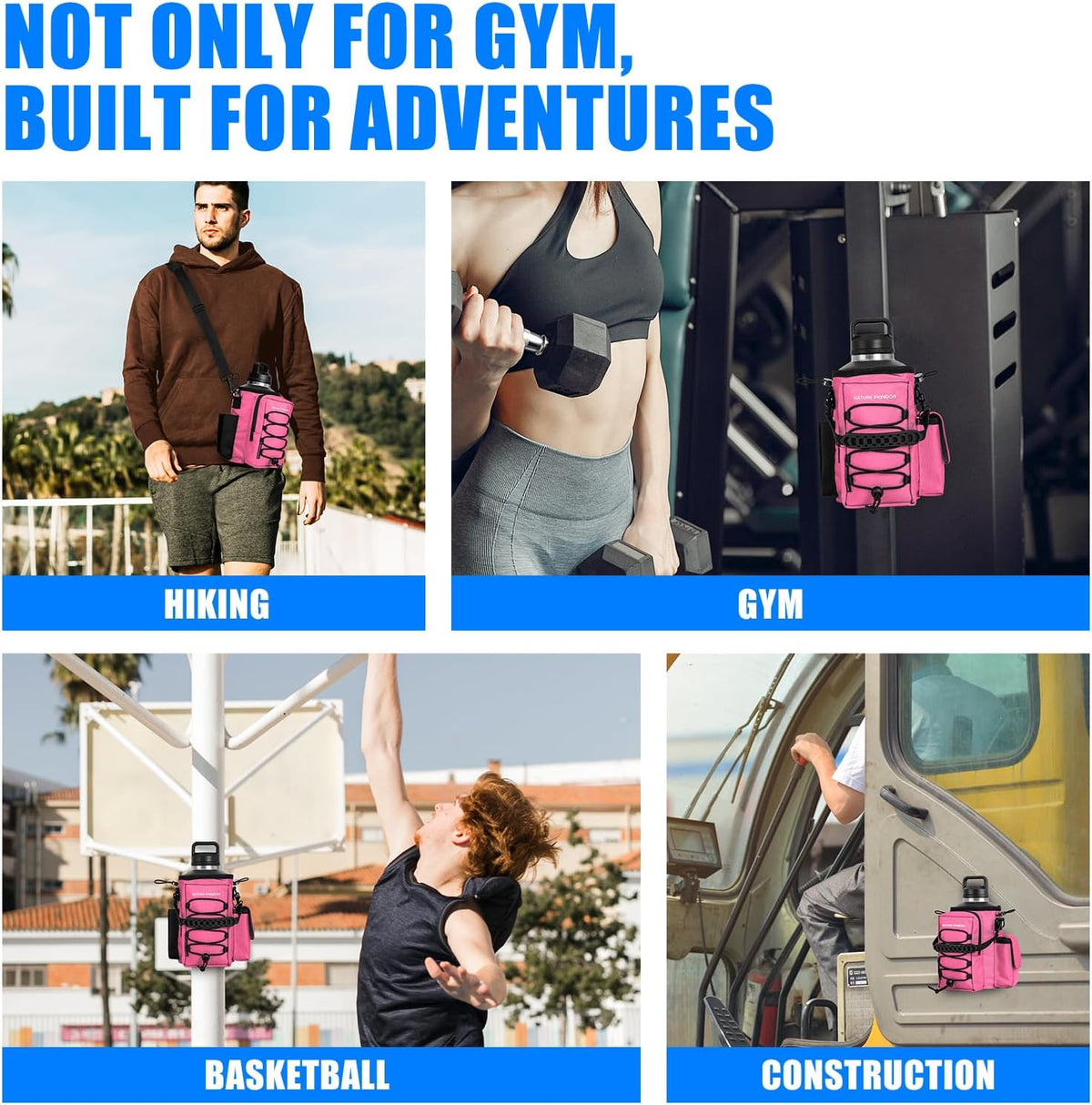 Magnetic Gym Bag for Men and Women - Magnet Water Bottle Holder Sling Carrier with Crossbody Shoulder Strap,Gym Accessories Pouch,Phone Pockets for Sports,Walking,Travel,Workout