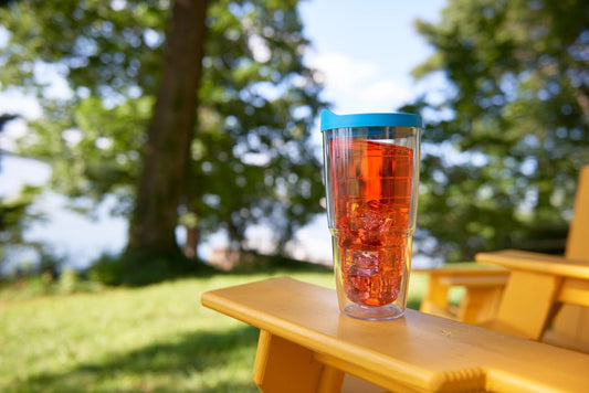 Tervis Clear & Colorful Lidded Made in USA Double Walled Insulated Tumbler Travel Cup Keeps Drinks Cold & Hot, 24oz, Black Lid, 1 Count (Pack of 1)