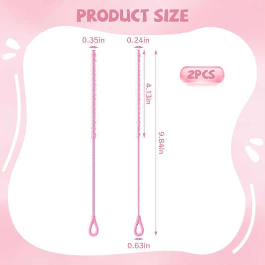 Pink Silicone Straw Cleaner Brushes,2 Pack, 0.24" & 0.35" Sizes