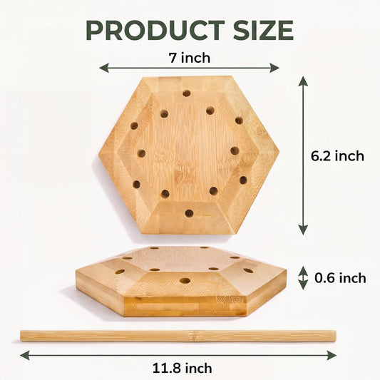 Set of 2 Plastic Bag and Bottle Drying Racks, Countertop Kitchen Bamboo Drying Stands for Cup, Mug, Gloves, Silicone Bags