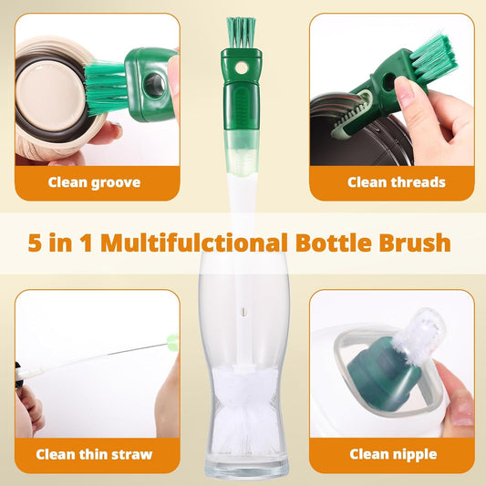 Bottle Brush Cleaning Set, 5-in-1 Cup Cleaner Brush