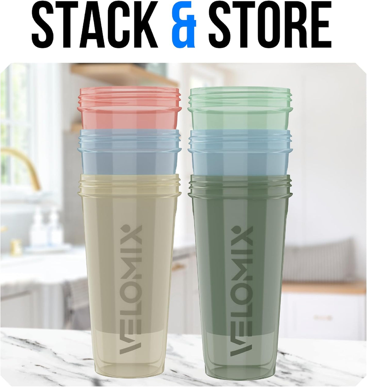 6 Pack 28oz Protein Shaker Bottle for Protein Mixes, Earth Tones