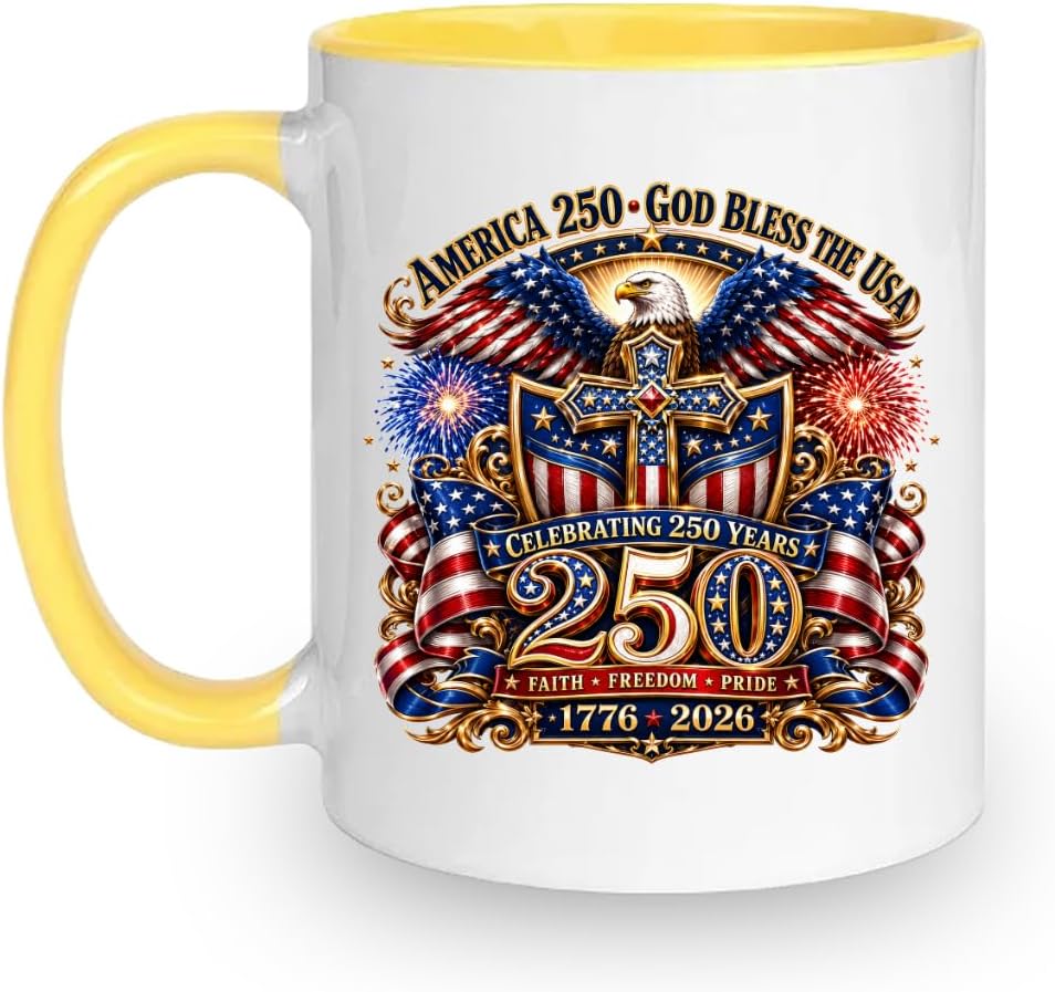250th Anniversary USA Coffee Mug Patriotic 1776 to 2026 American Ceramic Cup 11 oz 4th of July Independence Day Tea Coffee Gift Men Women