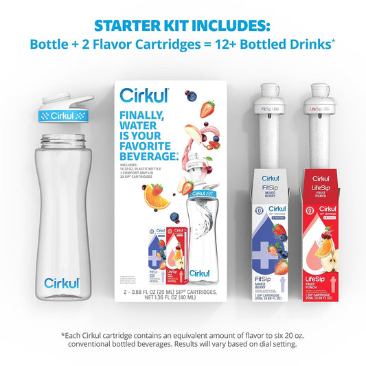 22oz Clear Plastic Water Bottle with Two No Sugar, 0 Cal Cartridges