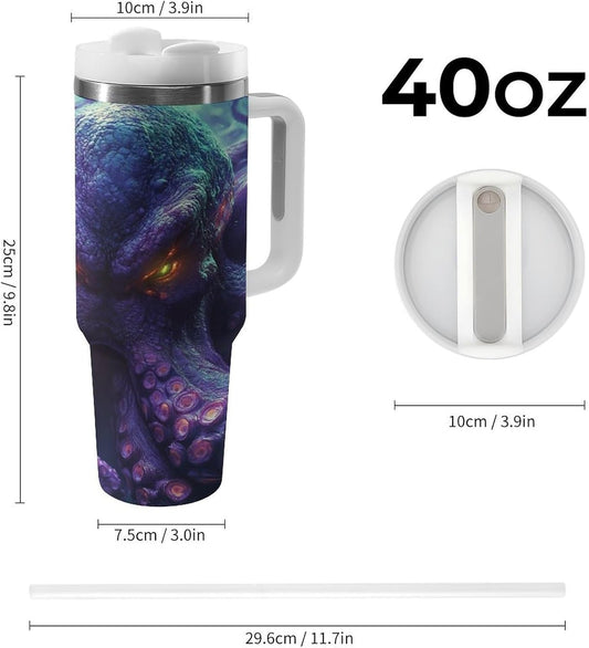 Tree of Life Tumbler Insulated Travel Coffee Mug Car Cup Stainless Steel with Lid Handle Straw 40OZ