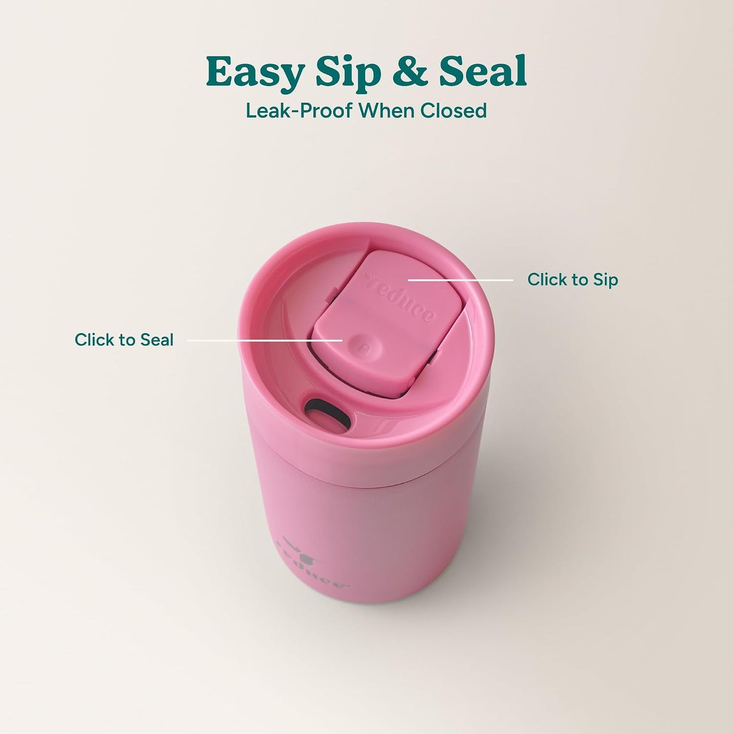 Perk 10oz Insulated Coffee Tumbler – Leak-Proof with Lockable Lid and Vacuum Insulation–Durable Stainless Steel–Fits Car Cup Holders–One-Handed Travel Mug in Sand Leopard Print - Rosebud