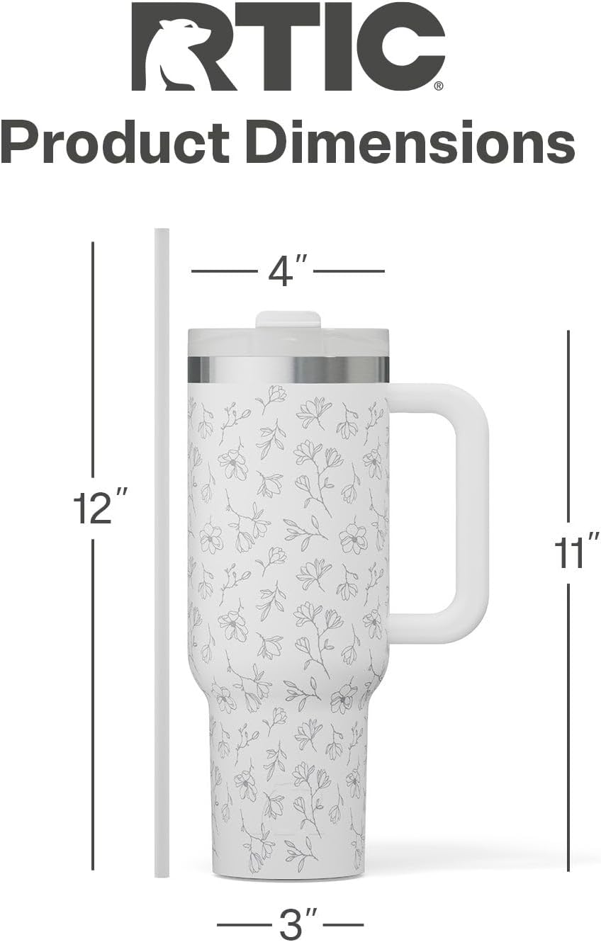 30 oz Road Trip Tumbler Double-Walled Insulated Stainless Steel Portable Travel Coffee Mug Cup with Lid, Handle and Straw, Midnight Dust Metallic - Colors B