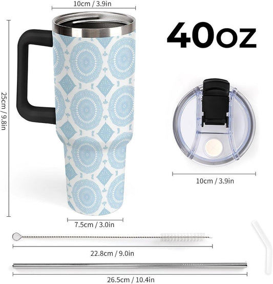 Leakproof Car Cup Vacuum Sealed With Lid For Office Crystal Clear Blue Water Ripple Print Drinkware Light Rose Red-style-5 - Colors B