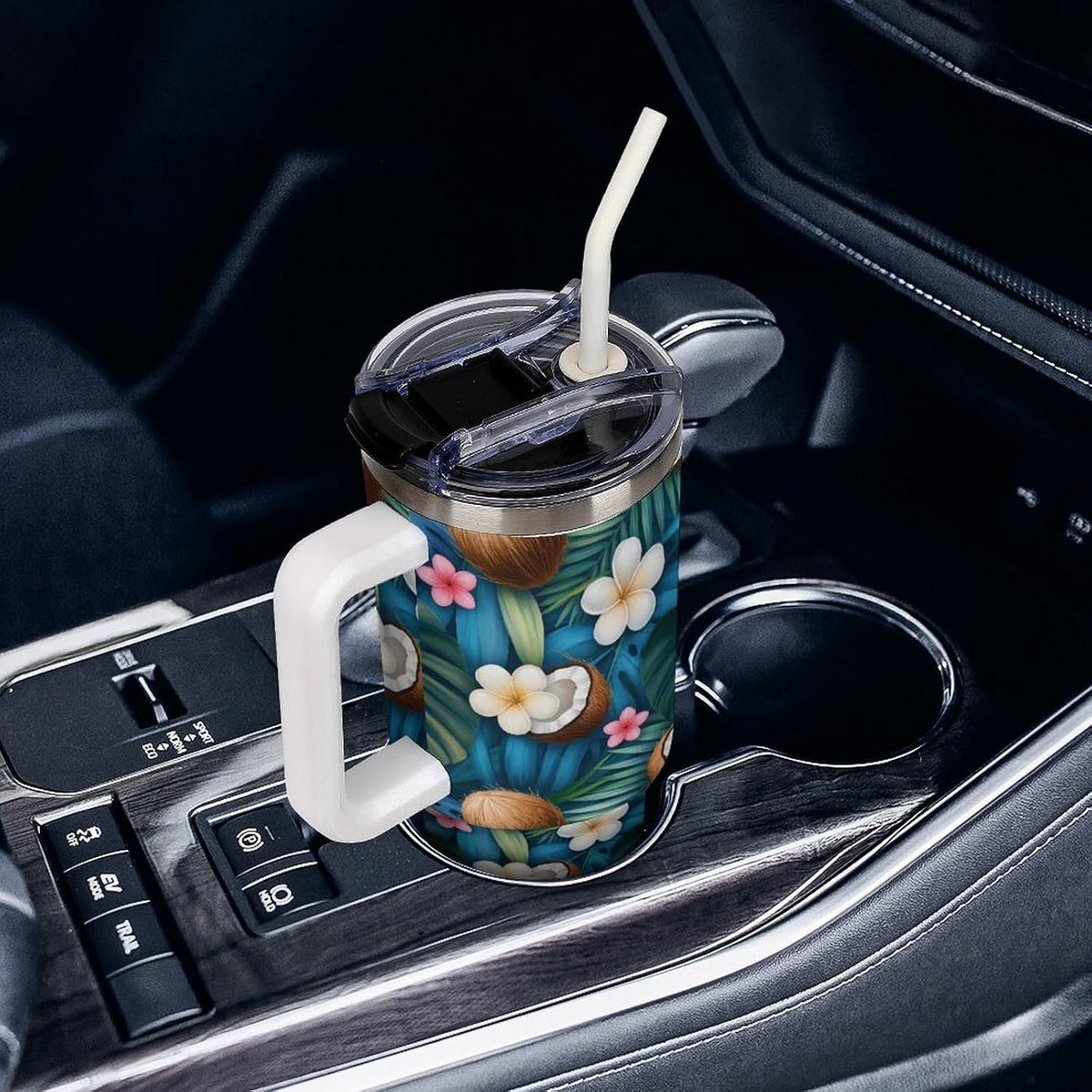 Leakproof Car Cup Vacuum Sealed With Lid For Office Crystal Clear Blue Water Ripple Print Drinkware Light Rose Red-style-5 - Colors B