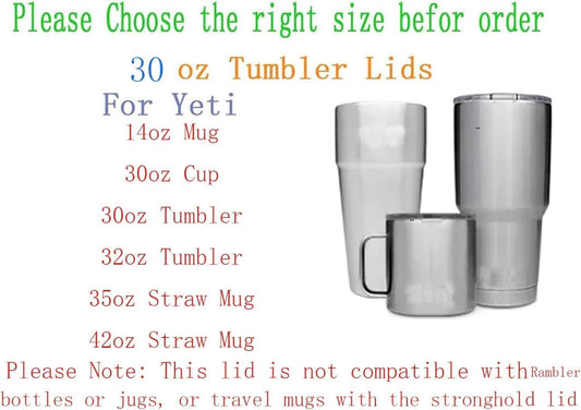 30 oz Tumbler Lids for Yeti, Replacement Magnetic Spill-Resistant Lids for Yeti 30 oz, 32 oz Tumbler, 14 oz Mug and 35oz Straw Mug with Magnetic Slider Switch, BPA Free