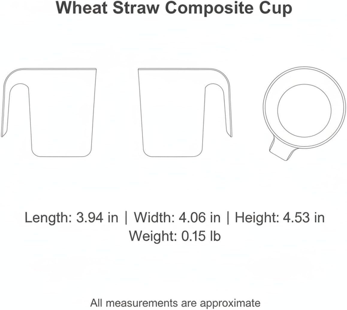 1 Pack Wheat Straw Composite Cup with Handle, 11 fl oz Tumbler for Kitchen and Office Desk Use