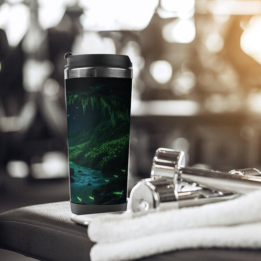 Travel Mug Sea Glowworm Cave Coffee Cup Reusable Insulated Tumbler with Lid Travel Coffee Mug Stainless Steel Insulated Coffee Tumbler for Coffee Tea And Drinks
