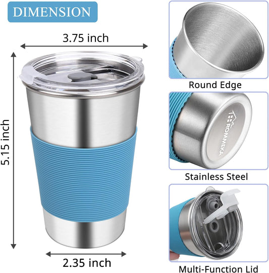 6 Pack Stainless Steel Tumblers & Water Glasses for Kids and Adults