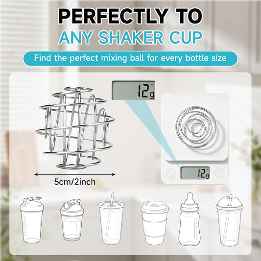 2 Pcs Stainless Steel Ball Shaker Ball Wire Whisk Ball Protein Mixing Ball for Shaker Cup Bottle Mixer (Diameter 1.97inch)