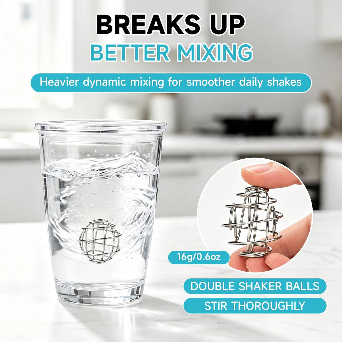 2 Pcs Stainless Steel Ball Shaker Ball Wire Whisk Ball Protein Mixing Ball for Shaker Cup Bottle Mixer (Diameter 1.97inch)