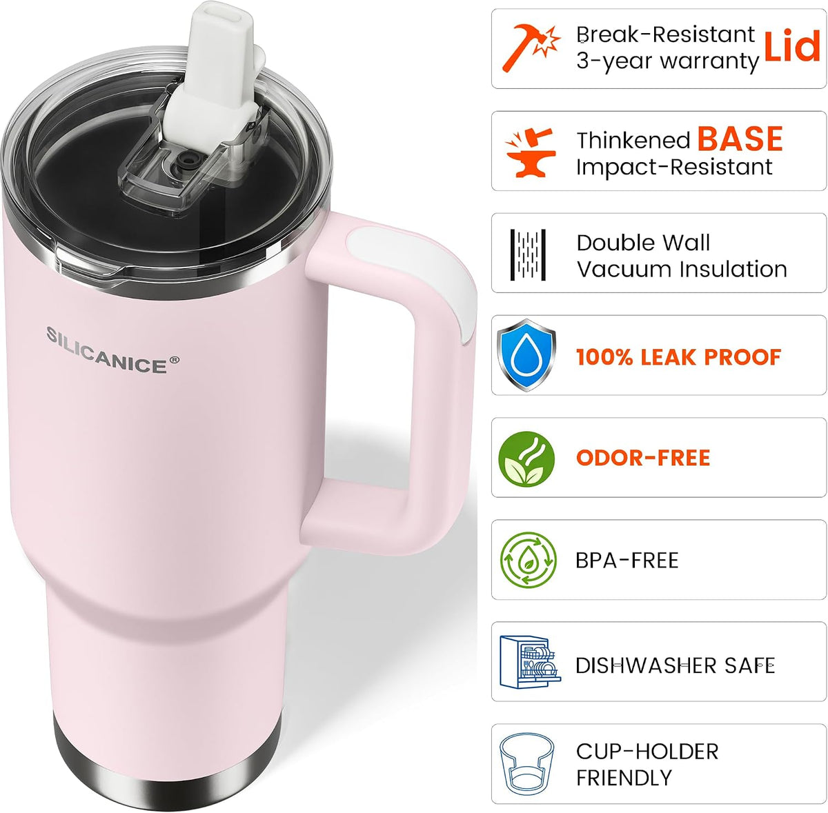 For Iced Coffee & Smoothies – Never Drink from a Moldy Lid Again: 20oz Hygienic Tumbler, 100% Leakproof Lid & Removable Foldable Spout. Reinforced Base, Fits Cup Holders - Cream