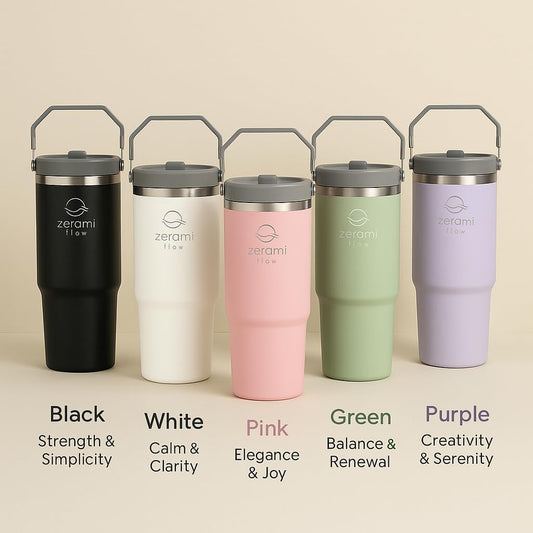 30 oz Tumbler with Handle & Flip Straw Lid – Cupholder-Friendly Insulated Stainless Steel Travel Mug, Leak-Resistant Twist Lid, Double Wall Vacuum, BPA-Free, Fits Car Cup Holder (Green)