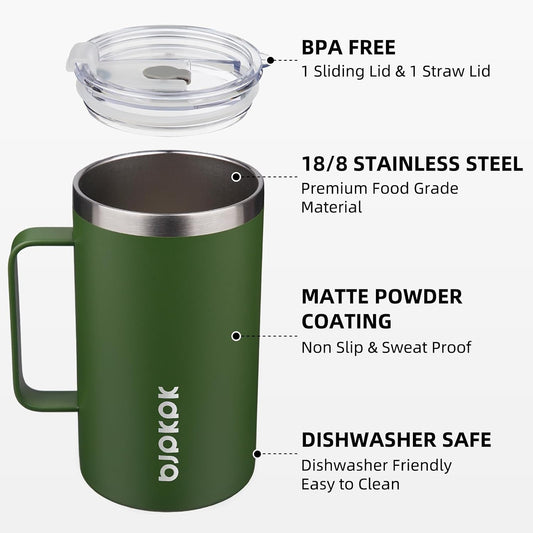 25oz Insulated Coffee Mug with Handle, Stainless Steel Travel Mug