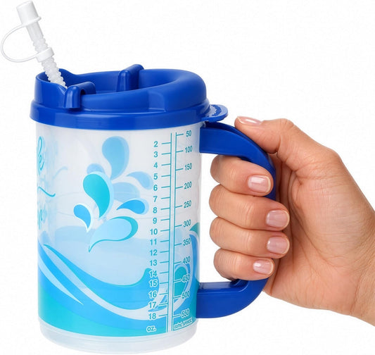 Hospital Cup with Lid and Straw, Lightweight 20 Oz Bedside Mug