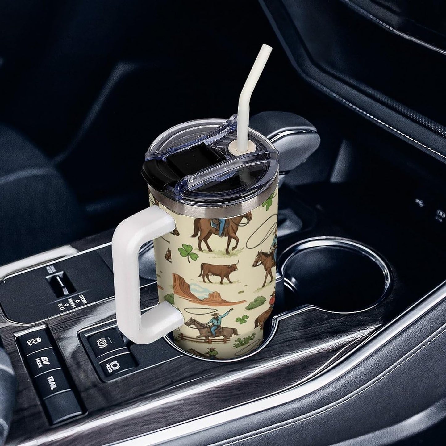 Leakproof Car Cup Vacuum Sealed With Lid For Office Crystal Clear Blue Water Ripple Print Drinkware Light Rose Red-style-5 - Colors G